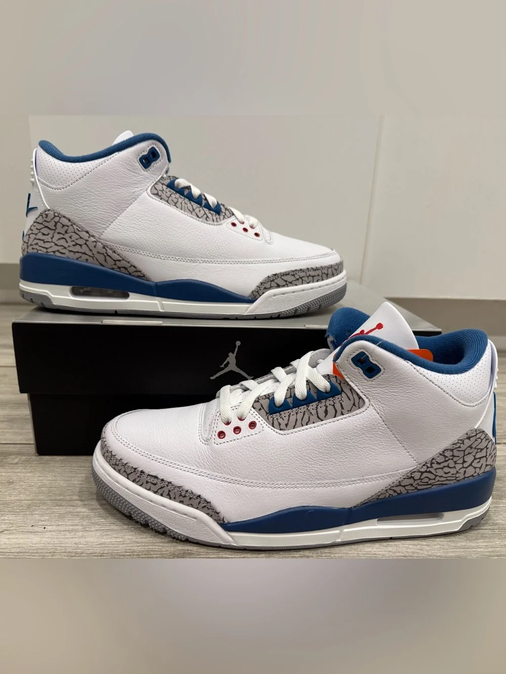 2026 Air Jordan 3 Retro True Blue IF4396-104 White Fire Red True Blue Sz 12 NEW